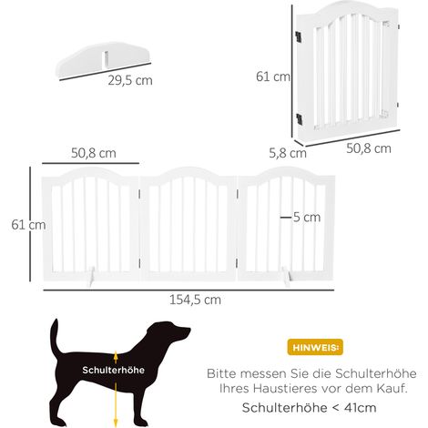 Barrière de sécurité pour chien, ensemble de 3 pièces, 154,5 x 61 cm, barrière pliable avec porte, barrière de sécurité avec 2 pieds de support, barrière d'escalier autoportante pour cuisine, couloir, (1/5)