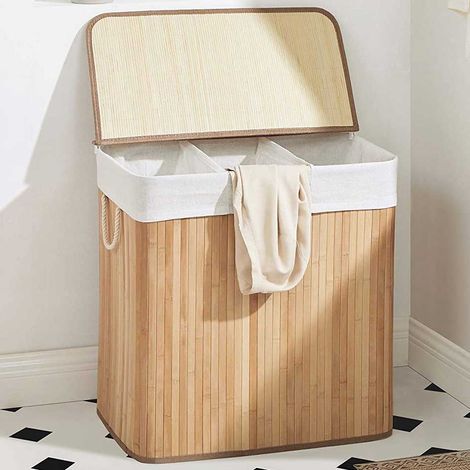 Panier à linge pliable avec couvercle, 150L, tri 3 sections (1/5)