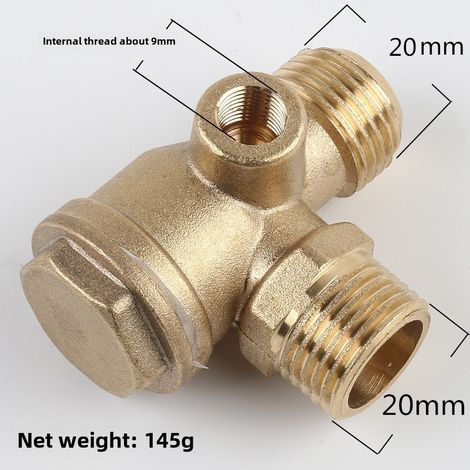 Accessoires pour petite pompe à air, compresseur d'air silencieux sans huile : clapet anti-retour en cuivre pur, té 101920 mm (nouveau 202010 en cuivre). (1/5)