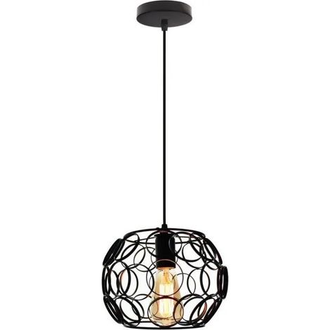 U-DO Lustre Industriel Suspension Cage en Fer Noir 2518cm Vintage Lampe Intérieur Décoration Café Balcon (1/4)