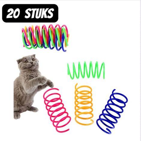 Lot de 20 speelgoed Chats chats d'intérieur à ressort en plastique coloré (1/5)