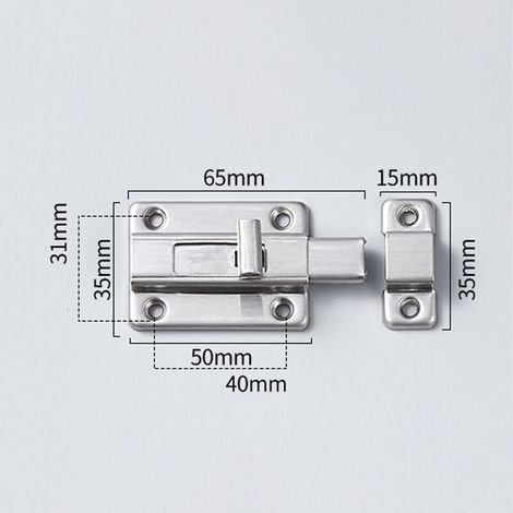 Jeu de 2 boulons de porte, serrure de porte antivol en acier inoxydable (1/5)