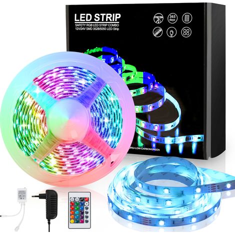 TolleTour 1M LED Streifen Leiste set LED Strip LichtBand RGB Lichterkette 30LEDs 5050SMD mit 24 Tasten Fernbedienung