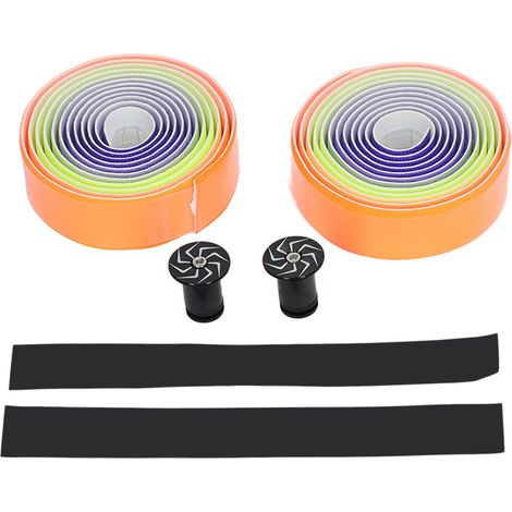 2PCS Bande de Guidon Vélo Antidérapante, Couleurs Dégradées Orange Jaune Violet, Élastique Haute Qualité PU et EVA pour Amortissement Confortable (1/5)