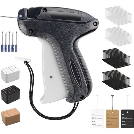 Etiquetadora + 5000 hilos de paleta (5 cm) + 500 etiquetas de precio (5 x 3,5 cm) + 5 agujas de repuesto (2 mm), etiquetadora textil para marcas de ropa, sombreros y calcetines.