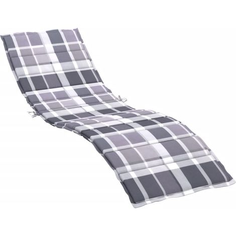 Maison Exclusive - Sonnenliegen-Auflage Grau Karomuster 200x60x3