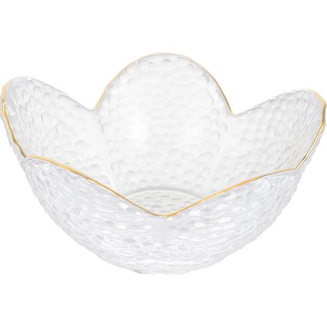1 Bol à fruits en verre motif lotus, assiette dessert transparente, pour salon, fête, anniversaire (1/5)