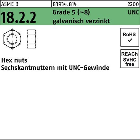 Sechskantmutter ART 83934 7/16" Stahl galvanischnisch verzinkt 100 Stk (1/2)