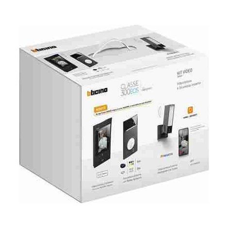 Kit vidéo mains libres connecté BTI363927 avec clavier noir Linea 3000, interphone vidéo noir Classe 300EOS et caméra Netatmo avec sirène