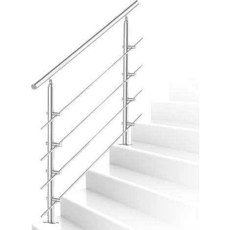 SWANEW Acciaio inossidabile ringhiera per ringhiera per scale 100 cm 4 montanti a croce Ø 42 mm per scala da giardino interno ed esterno (1/5)