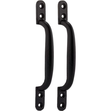 XFORT Lot de 2 poignées de couche chaude, poignée de tirage traditionnelle en fonte noire pour portails, granges et portes d'abri