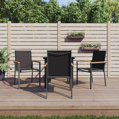Ensemble Table et Chaise de Jardin Contemporain Ensemble à manger de jardin 5 pcs noir textilène et acier 71434 (1/5)