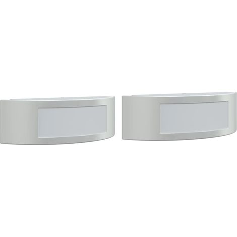 Lot de 2 appliques murales d'extérieur 31,5 x 9 x 10 cm polyvalentes élégantes jardin en acier inoxydable argenté (1/5)