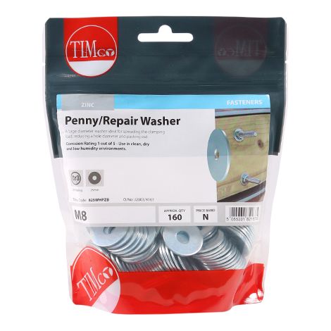 TIMCO Penny / Repair Washers DIN9054 Silver - M8 x 25