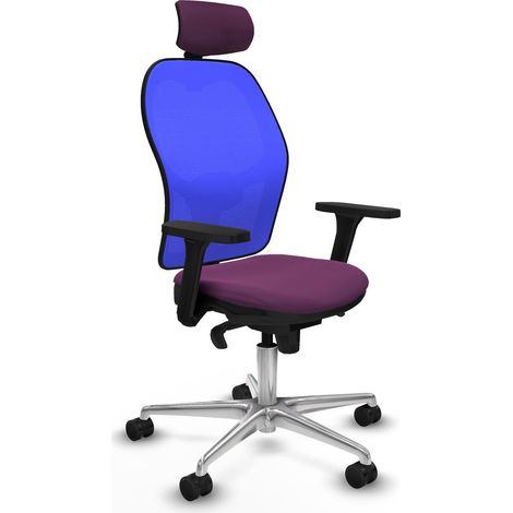 Jorquera sincro malla azul similpiel morado brazos 3D base aluminio cabecero 2D ruedas 65mm nailon (1/5)