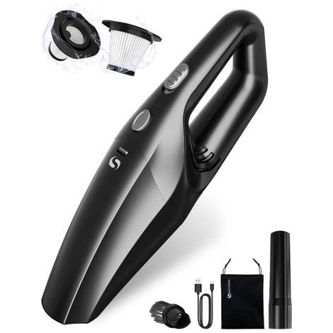 Aspirateur a Main, Mini Aspirateur Voiture Puissant sans Fil avec Batterie Rechargeable, Aspirateur De Table avec HEPA, Accessoires Interieur Kit Nettoyage Voiture pour Homme Femme (1/4)