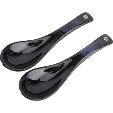 Lot de 2 cuillères en céramique de luxe légères de style nordique, cuillères chinoises, cuillères à soupe, cuillères à riz asiatiques