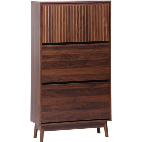 sweeek - Schuhschrank 3 Türen Naturholzdekor