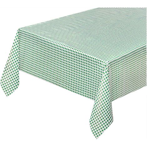 Tovaglia Cucina Antimacchia Plastificata Cerata Felpata Copri Tavolo Quadretti Verdi - 140x240 Cm
