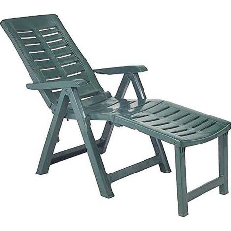 Progarden – Fauteuil de jardin pliable en résine verte – Dossier multi-positions – Résistant aux intempéries et à la moisissure – Avec accoudoirs