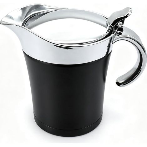 Saucière Inox 304 Double Paroi Isotherme 450ml, Couvercle Bouton, Versage UnMain, Sauce Brune, Table, Buffet (1/5)