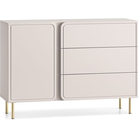 Selsey Loppa – Aparador 1 puerta con 3 cajones, beige cachemira, 120 cm