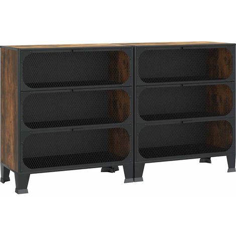 Maison Exclusive - Armadietti 2 pz Marrone Rustico 72x36x82 cm Metallo e MDF (1/5)