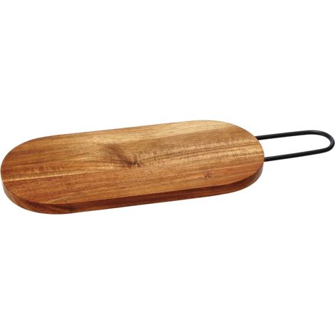 Ad Trend Tagliere Ovale Legno Acacia Manico in Ferro 13 x 39 Cm