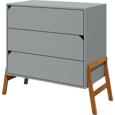 Cassettiera 3 cassetti grigio 91cm (1/4)