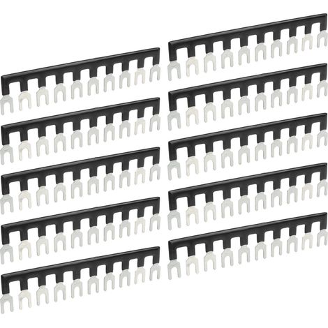 Bloc de Jonction 25A Noir, 10 Pièces Bornier à Barrière Isolé Type Fourche TB 2510 pour Installations Électriques (1/5)