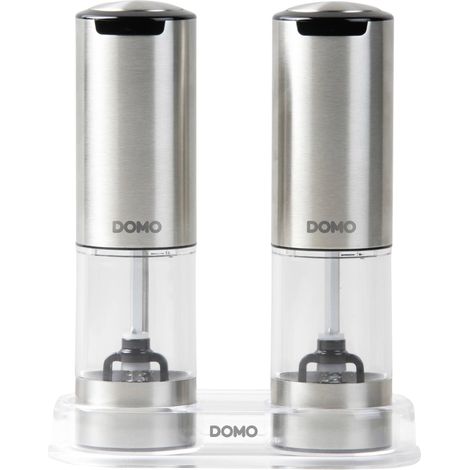 Ensemble de 2 moulins a poivre et sel électriques - DOMO - USB - 96 ml - Transparent / Argent (1/5)
