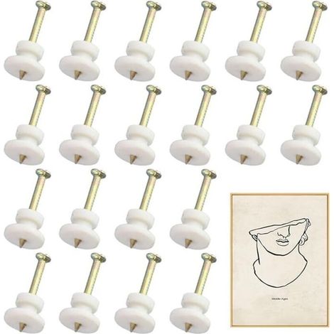 20 Pièces Crochet Mural Accroche Tableau Sans Percer Fixation Murale Sans Percer Crochets Muraux pour Cadre Photo Clous Mural pour Suspendre pour Accrocher des Tableaux (1/5)