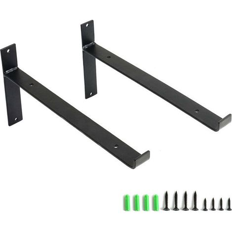 Support d'étagère mural industriel rétro de 20 cm, en métal avec vis, max. (1/5)