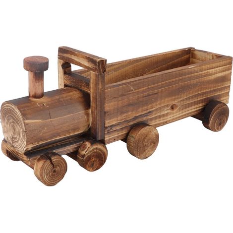 Pot de fleur de train, pot de plante de cactus succulent rétro, jardinière de train en bois multifonction, petit pot de plante ornementale de chariot en bois, pots de fleurs contenants de plantes (1/5)