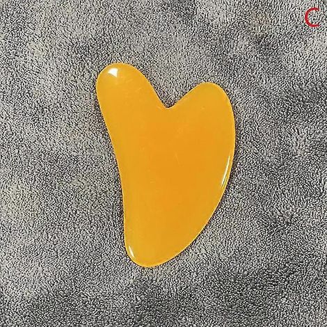 Gua Sha Gouache-Schaber aus natürlichem Jade-Harz für Gesicht und Körper – Hautstraffung, Faltenreduzierung, Schönheits- und Spa-Pflegewerkzeug – Harz Gelb-C (1/5)