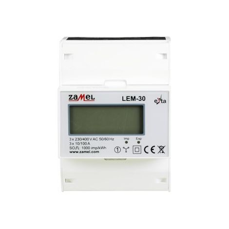 Contatore elettrico LCD trifase 100A, 4 mod LEM-30