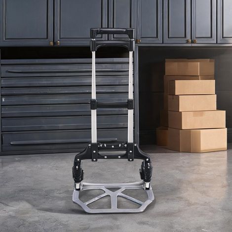 Diable pliable aluminium télescopique 70kg gris structure en (1/5)