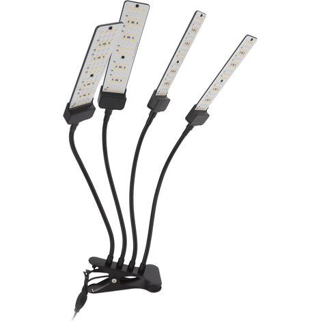 Lampe de croissance LED à 4 têtes, spectre complet flexible, 5 niveaux d'intensité, clip de réglage et minuterie, prise UE 100-240 V (1/5)