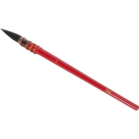 Pinceau aquarelle à pointe en poils d'écureuil, manche rouge, attache à la main, cercle en fer, matériel d'artiste acrylique rouge n° 5