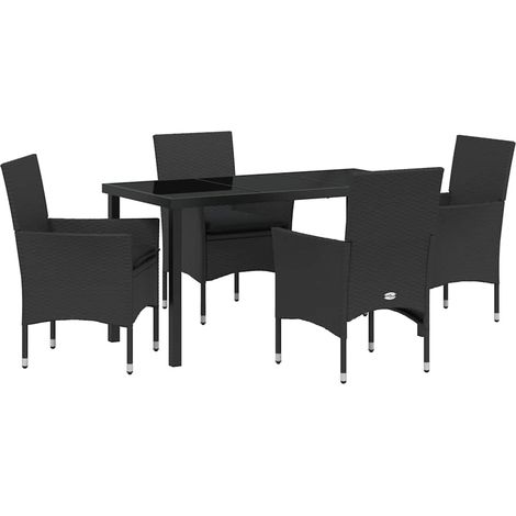 Maison Exclusive - Conjunto de Comedor de Jardín 5 pcs Negro ratá (1/5)