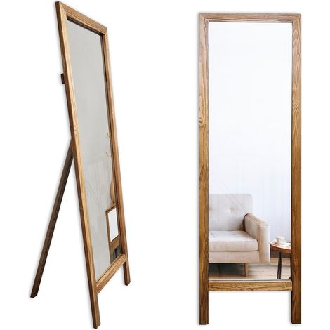 Spiegel, rechteckig, Standtyp, rahmenlose Struktur, 45x145h cm, Nussbaum braun
