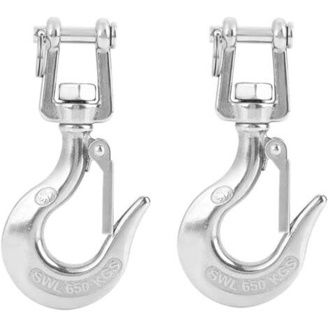 2 pièces crochet de sécurité 304 crochet pivotant en acier inoxydable crochet de levage pivotant avec accessoire de gréement à pression 650 kg (1/5)
