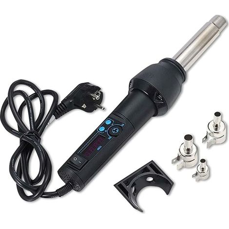 Pistolet à air chaud 650 W, 100 à 480 °C, pour le soudage plastique, débit de 120 l/min, écran LCD réglable, pistolet thermique professionnel pour le soudage et le rétreint. (1/5)
