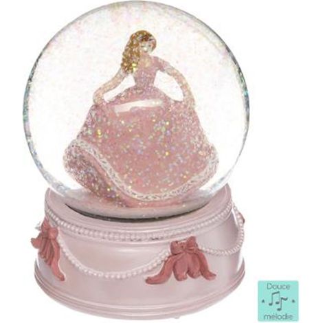 Boule à Neige Musicale Princesse 14cm Rose (1/3)
