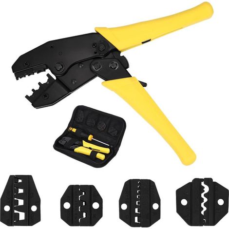 Wire Crimping Tool, 5-Jaw Wire Crimping Tool, Ratchet Pliers, Heat Shrink Connectors, Nylon, Non-Insulated, Terminals