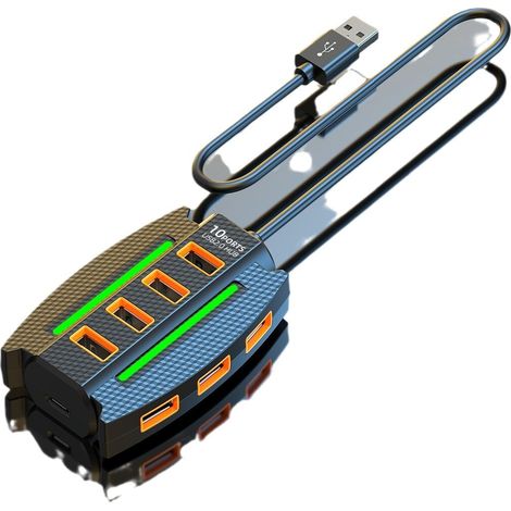 Hub USB 10-en-1, station d'accueil multiport pour PC et portable, répartiteur de ports pour projecteur, souris et périphériques (1/5)