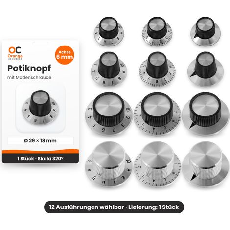 Potiknopf Aluminium Drehknopf Reglerknopf Schwarz 6 mm Achse Potentiometer (1/5)
