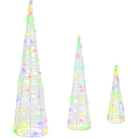 Sapin de Noël en 3 pièces, multicolore, 20 x 20 x 80 cm, acrylique (1/5)