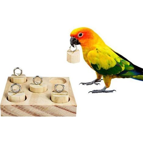 Jouet en bois pour perroquets - Bloc de bois - Accessoire de jeu pour oiseaux - Jouet éducatif interactif et attrayant pour perroquets et  oiseaux (1/5)