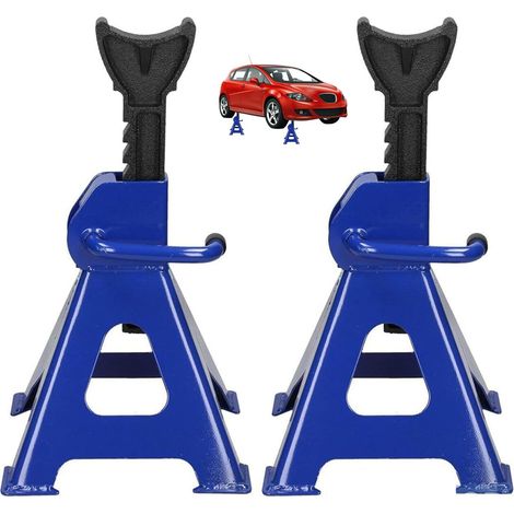 support de cric à cliquet pour véhicule de camion de voiture robuste 2 x 3 tonnes support d'essieu ascenseur de cric de pneu 29-43 cm (lot de 2)